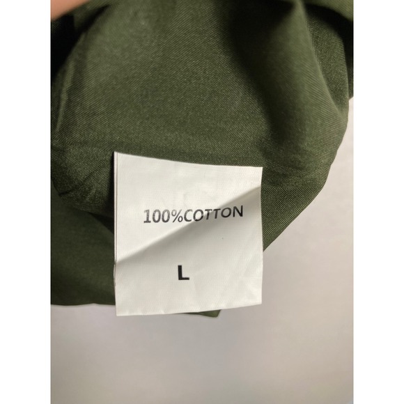 Vintage Inspired Cotten Women's Large Olive Green Eyelet Lace Ruffle Neck Blouse - Picture 3 of 10